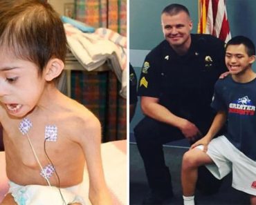 A padláson éhezve és bezárva talált Down-szindrómás kisfiú újra találkozott az őt megmentő rendőrökkel
