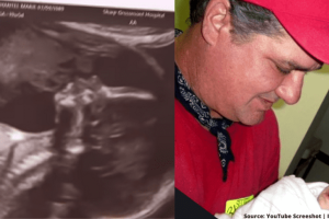 A terhes nő azt mondja, az ultrahangfelvételen a születendő gyermekét csókoló angyal van, aki a néhai édesapja: “Elállt a lélegzetem”