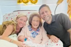 A 99 éves nő, aki nagy családról álmodott, először találkozik a 100. dédunokájával