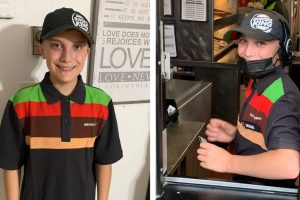 Heves vitát vált ki az interneten a büszke apuka, miután megosztotta a Burger Kingnél dolgozó 14 éves gyerekéről készült fotókat