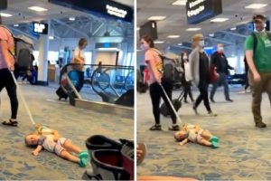 Az anyát szidalmazzák, amiért pórázon húzta át a gyermekét a reptéren: „Szörnyű szülő