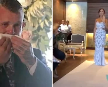 A siket vőlegény értetlenül áll, amikor a menyasszony megáll a folyosón, és lassan felemeli a kezét. A siket vőlegény értetlenül áll, amikor a menyasszony megáll a folyosón, és lassan felemeli a kezét.