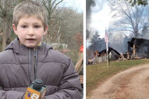 A vakmerő 7 éves gyermek bemászik a lángoló házba, hogy megmentse a kis húgát.